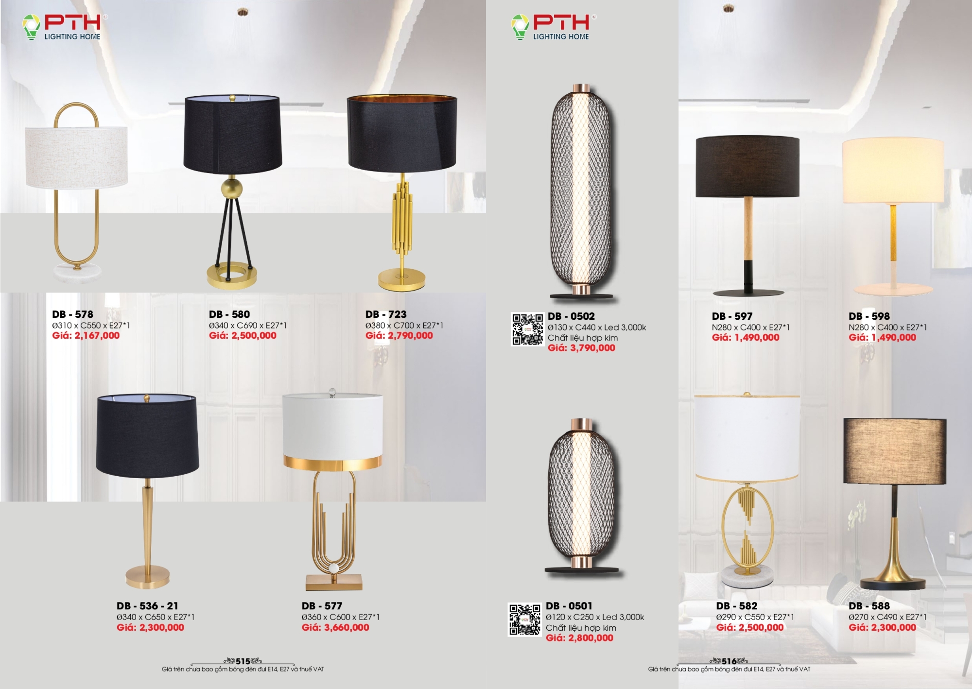 Bảng giá đèn trang trí PTH Lighting Home 2026